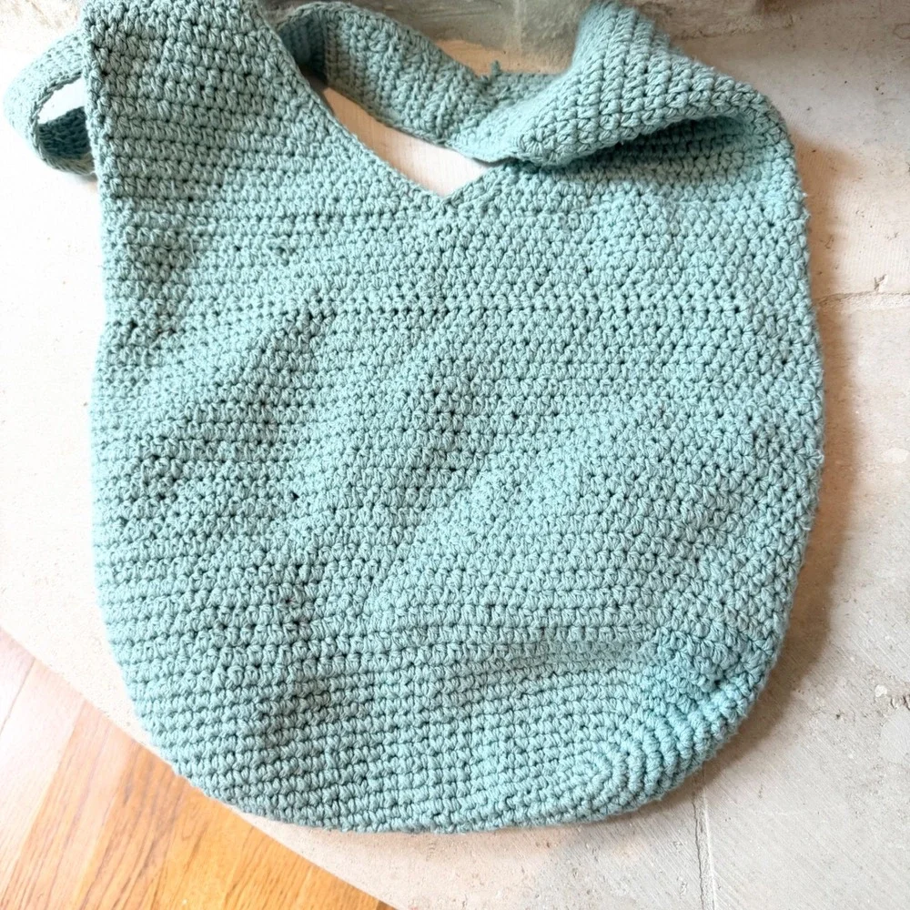 Handmade Crochet Daisy Hobo Bag Sage‎ Green Boho Flower Shoulder Tote Slouchy